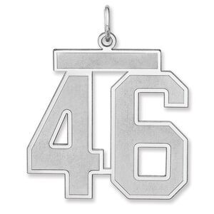 Sterling Silver, Jersey Collection, Extra Large Number 46 Pendant